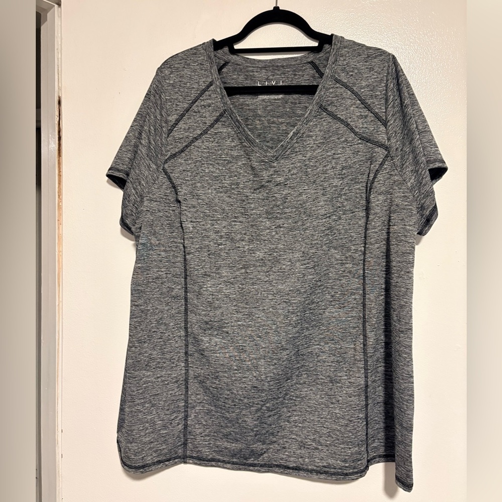 Livi Active Heather Gray V-Neck Tee